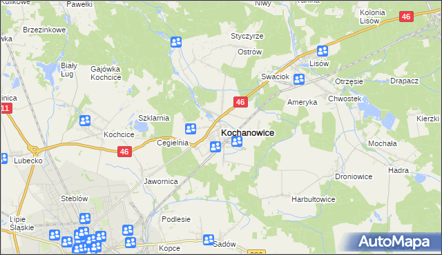 mapa Kochanowice, Kochanowice na mapie Targeo