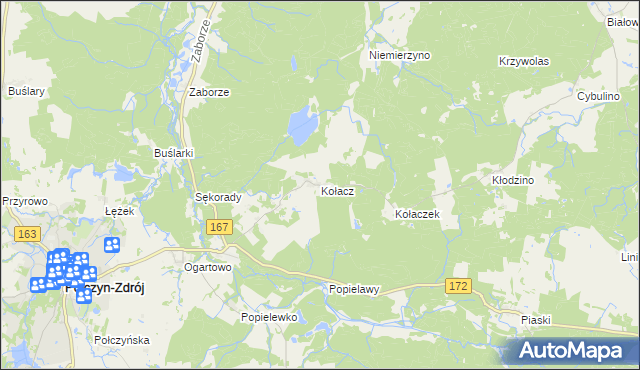 mapa Kołacz gmina Połczyn-Zdrój, Kołacz gmina Połczyn-Zdrój na mapie Targeo