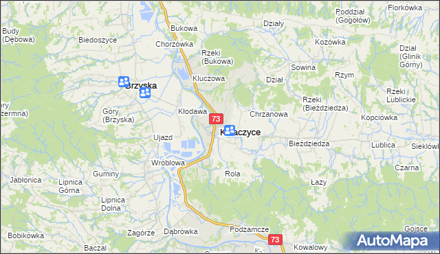 mapa Kołaczyce, Kołaczyce na mapie Targeo