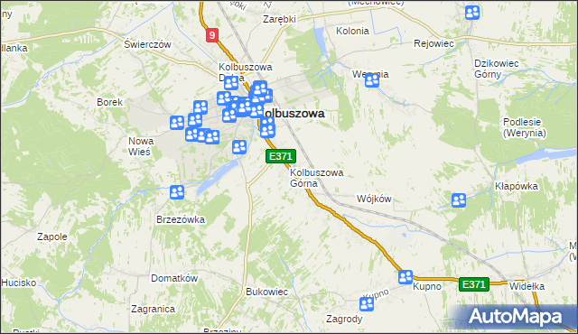 mapa Kolbuszowa Górna, Kolbuszowa Górna na mapie Targeo