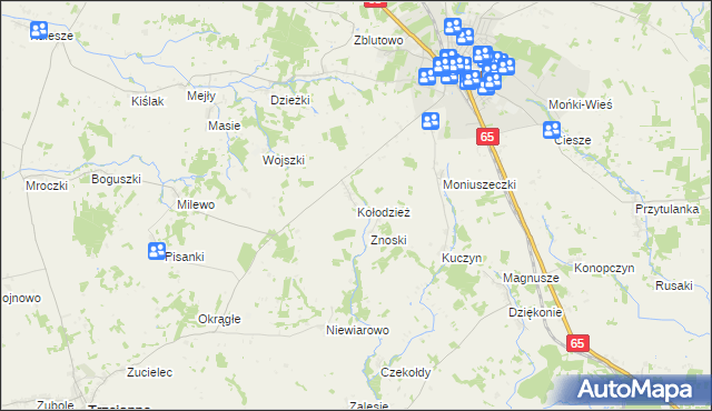 mapa Kołodzież, Kołodzież na mapie Targeo