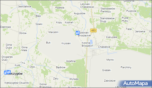 mapa Kolonia Broszęcin, Kolonia Broszęcin na mapie Targeo