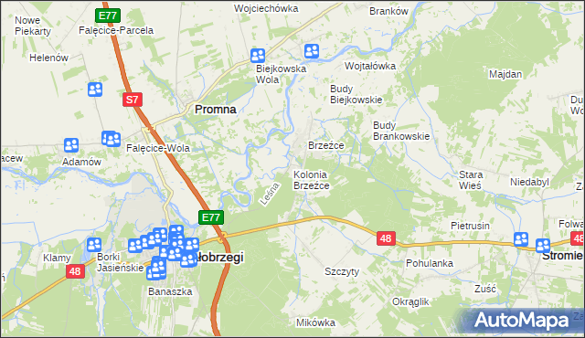 mapa Kolonia Brzeźce, Kolonia Brzeźce na mapie Targeo