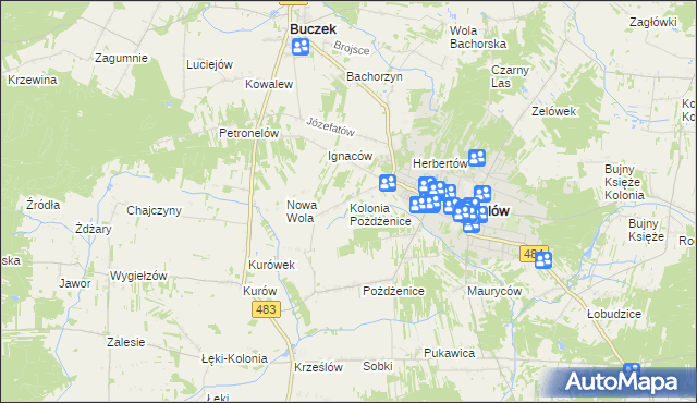 mapa Kolonia Pożdżenice, Kolonia Pożdżenice na mapie Targeo