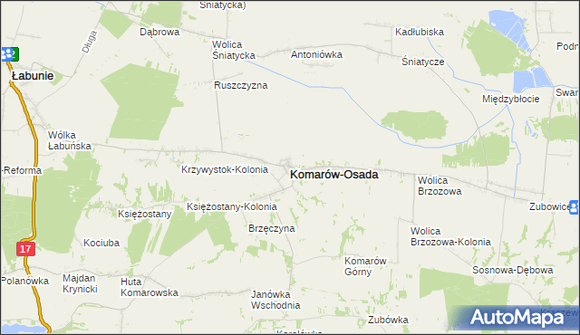 mapa Komarów-Osada, Komarów-Osada na mapie Targeo