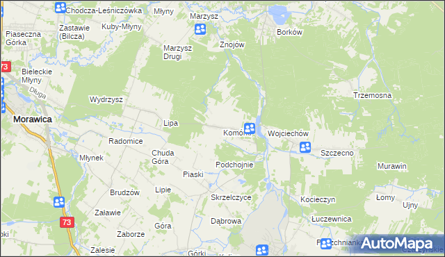 mapa Komórki, Komórki na mapie Targeo