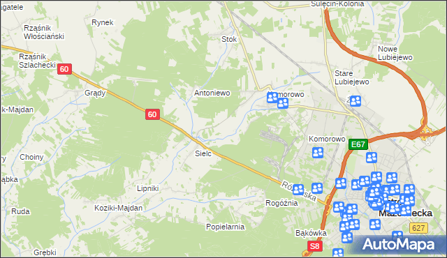 mapa Komorowo-Kolonia, Komorowo-Kolonia na mapie Targeo
