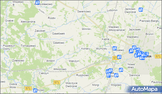 mapa Konary gmina Nasielsk, Konary gmina Nasielsk na mapie Targeo