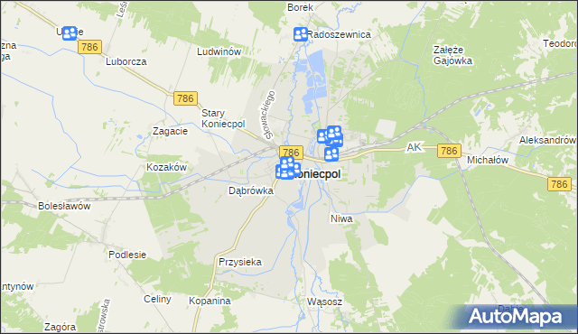 mapa Koniecpol, Koniecpol na mapie Targeo