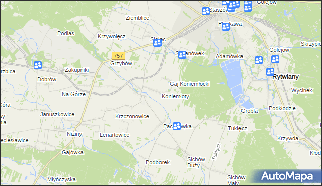 mapa Koniemłoty, Koniemłoty na mapie Targeo