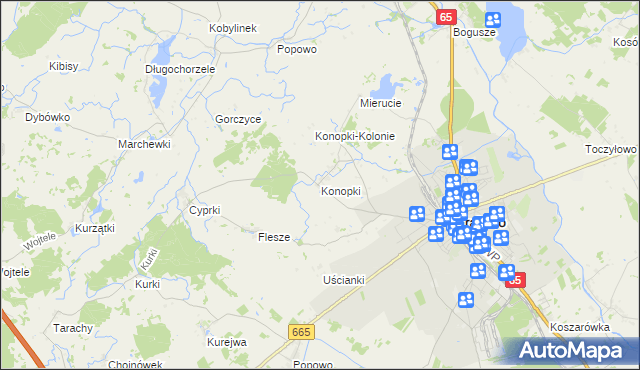 mapa Konopki gmina Grajewo, Konopki gmina Grajewo na mapie Targeo