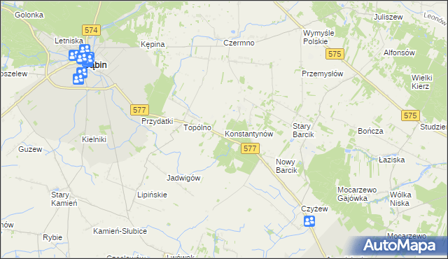 mapa Konstantynów gmina Gąbin, Konstantynów gmina Gąbin na mapie Targeo