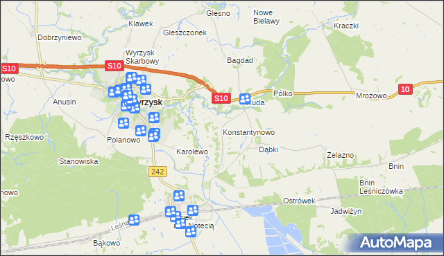 mapa Konstantynowo gmina Wyrzysk, Konstantynowo gmina Wyrzysk na mapie Targeo
