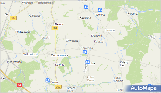 mapa Kopienica, Kopienica na mapie Targeo