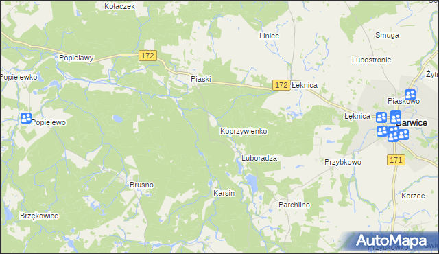 mapa Koprzywienko, Koprzywienko na mapie Targeo