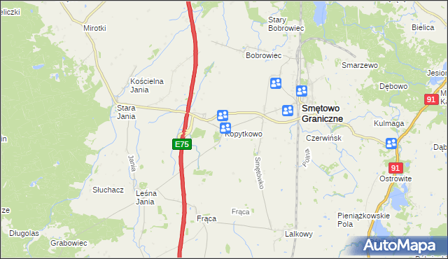 mapa Kopytkowo gmina Smętowo Graniczne, Kopytkowo gmina Smętowo Graniczne na mapie Targeo