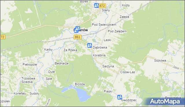 mapa Korabina, Korabina na mapie Targeo