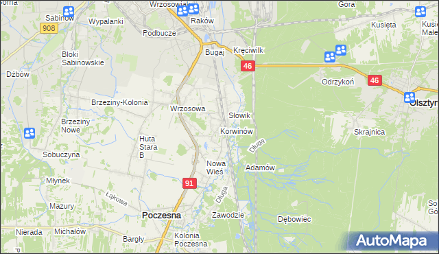 mapa Korwinów, Korwinów na mapie Targeo