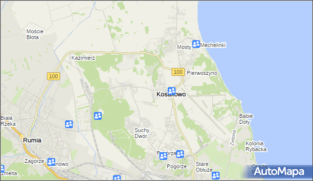 mapa Kosakowo powiat pucki, Kosakowo powiat pucki na mapie Targeo