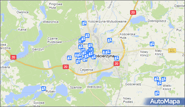 mapa Kościerzyna, Kościerzyna na mapie Targeo