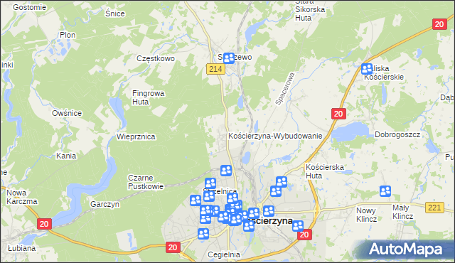 mapa Kościerzyna-Wybudowanie, Kościerzyna-Wybudowanie na mapie Targeo