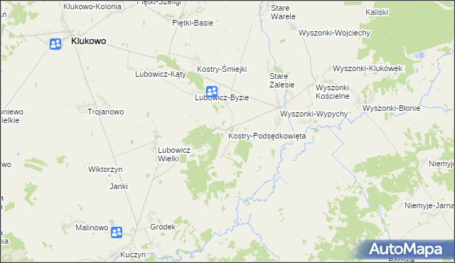 mapa Kostry-Podsędkowięta, Kostry-Podsędkowięta na mapie Targeo