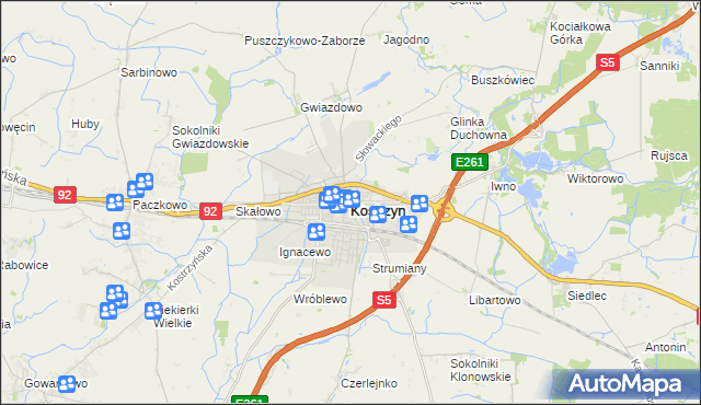 mapa Kostrzyn powiat poznański, Kostrzyn powiat poznański na mapie Targeo