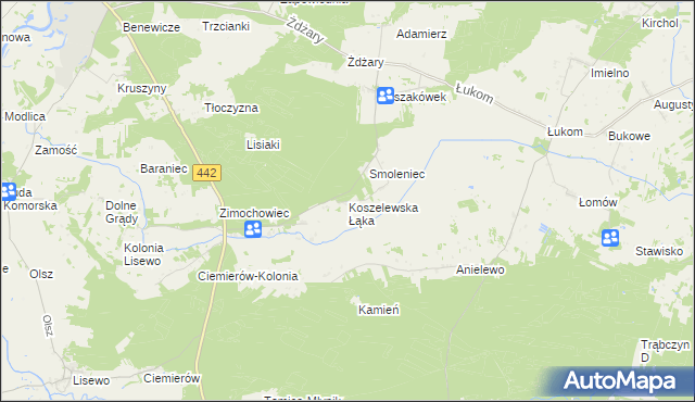 mapa Koszelewska Łąka, Koszelewska Łąka na mapie Targeo