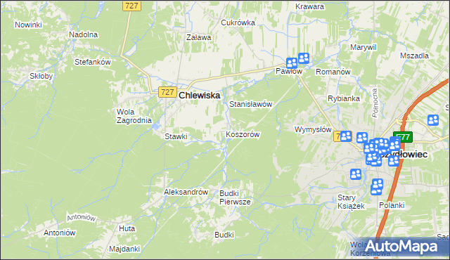mapa Koszorów, Koszorów na mapie Targeo