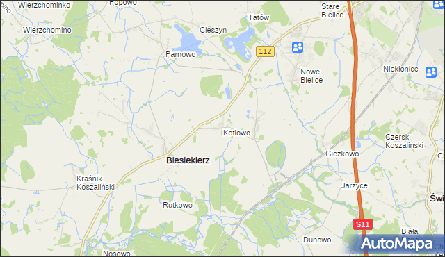 mapa Kotłowo gmina Biesiekierz, Kotłowo gmina Biesiekierz na mapie Targeo