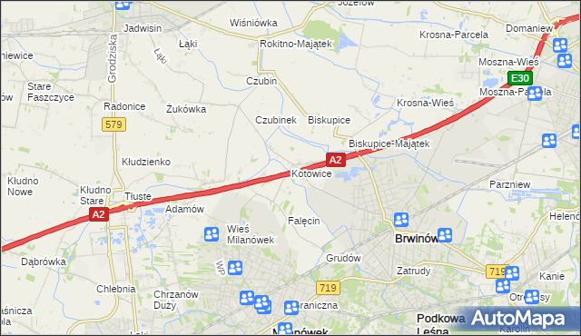 mapa Kotowice gmina Brwinów, Kotowice gmina Brwinów na mapie Targeo