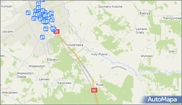 mapa Koty-Rybno, Koty-Rybno na mapie Targeo