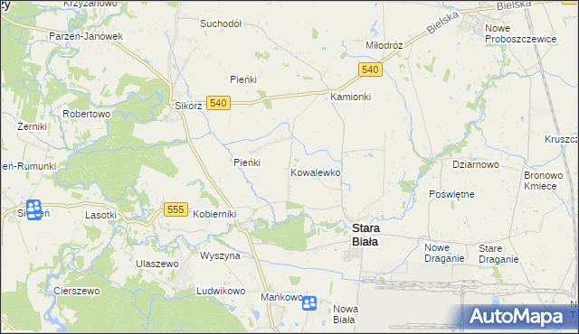 mapa Kowalewko gmina Stara Biała, Kowalewko gmina Stara Biała na mapie Targeo