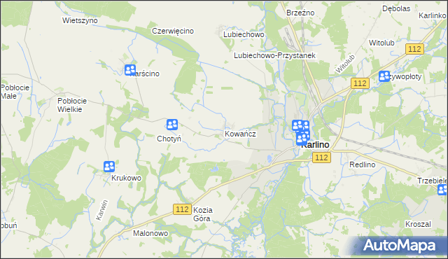 mapa Kowańcz, Kowańcz na mapie Targeo