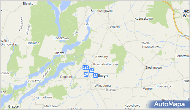 mapa Kownaty gmina Wilczyn, Kownaty gmina Wilczyn na mapie Targeo