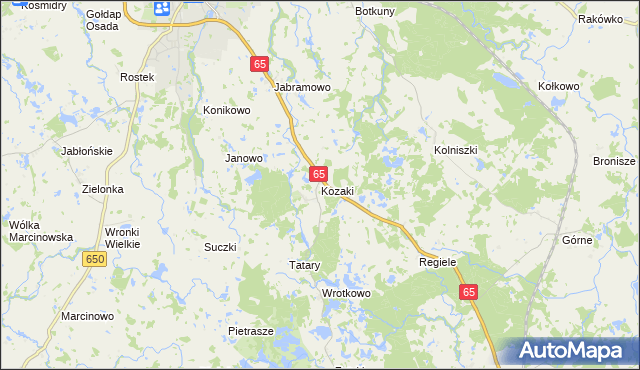 mapa Kozaki gmina Gołdap, Kozaki gmina Gołdap na mapie Targeo