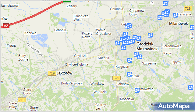 mapa Kozerki, Kozerki na mapie Targeo