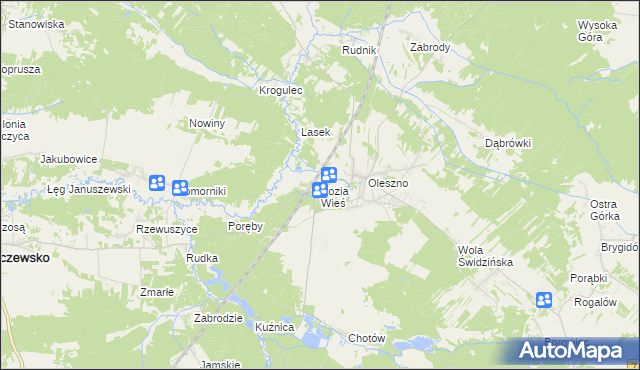 mapa Kozia Wieś, Kozia Wieś na mapie Targeo