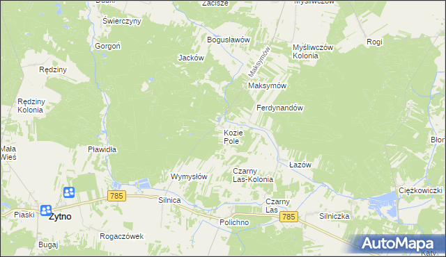 mapa Kozie Pole, Kozie Pole na mapie Targeo