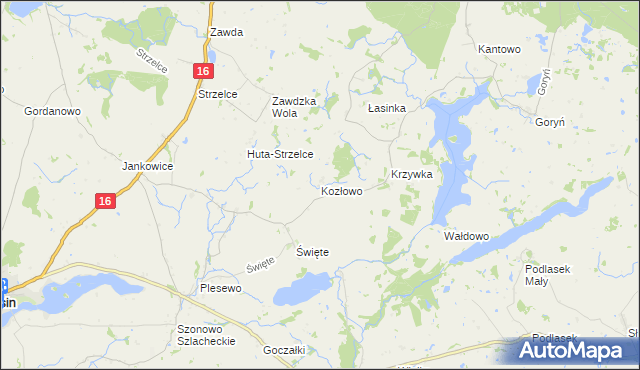 mapa Kozłowo gmina Łasin, Kozłowo gmina Łasin na mapie Targeo