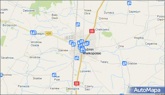 mapa Koźmin Wielkopolski, Koźmin Wielkopolski na mapie Targeo