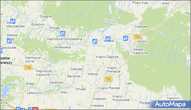 mapa Krajno-Zagórze, Krajno-Zagórze na mapie Targeo