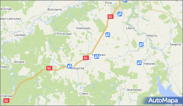 mapa Kraszewo gmina Lidzbark Warmiński, Kraszewo gmina Lidzbark Warmiński na mapie Targeo