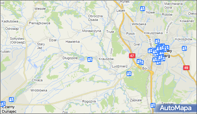 mapa Krauszów, Krauszów na mapie Targeo