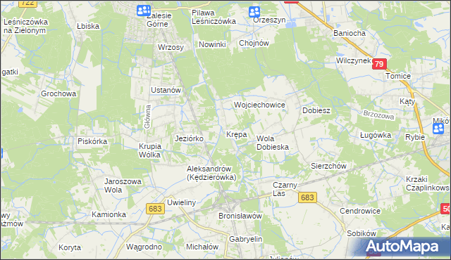 mapa Krępa gmina Prażmów, Krępa gmina Prażmów na mapie Targeo