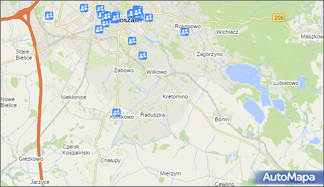 mapa Kretomino, Kretomino na mapie Targeo