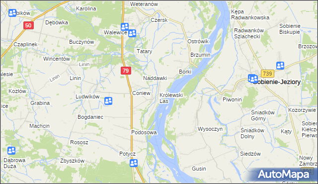 mapa Królewski Las gmina Góra Kalwaria, Królewski Las gmina Góra Kalwaria na mapie Targeo