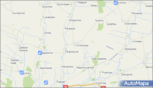 mapa Kromolice gmina Pogorzela, Kromolice gmina Pogorzela na mapie Targeo