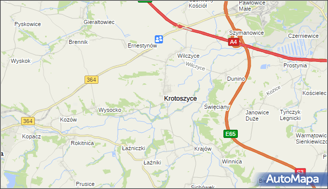 mapa Krotoszyce, Krotoszyce na mapie Targeo