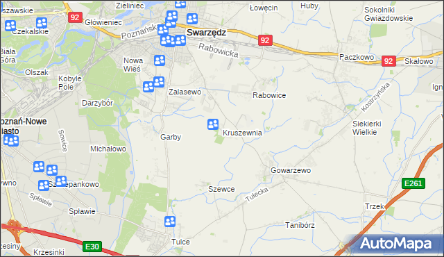 mapa Kruszewnia gmina Swarzędz, Kruszewnia gmina Swarzędz na mapie Targeo